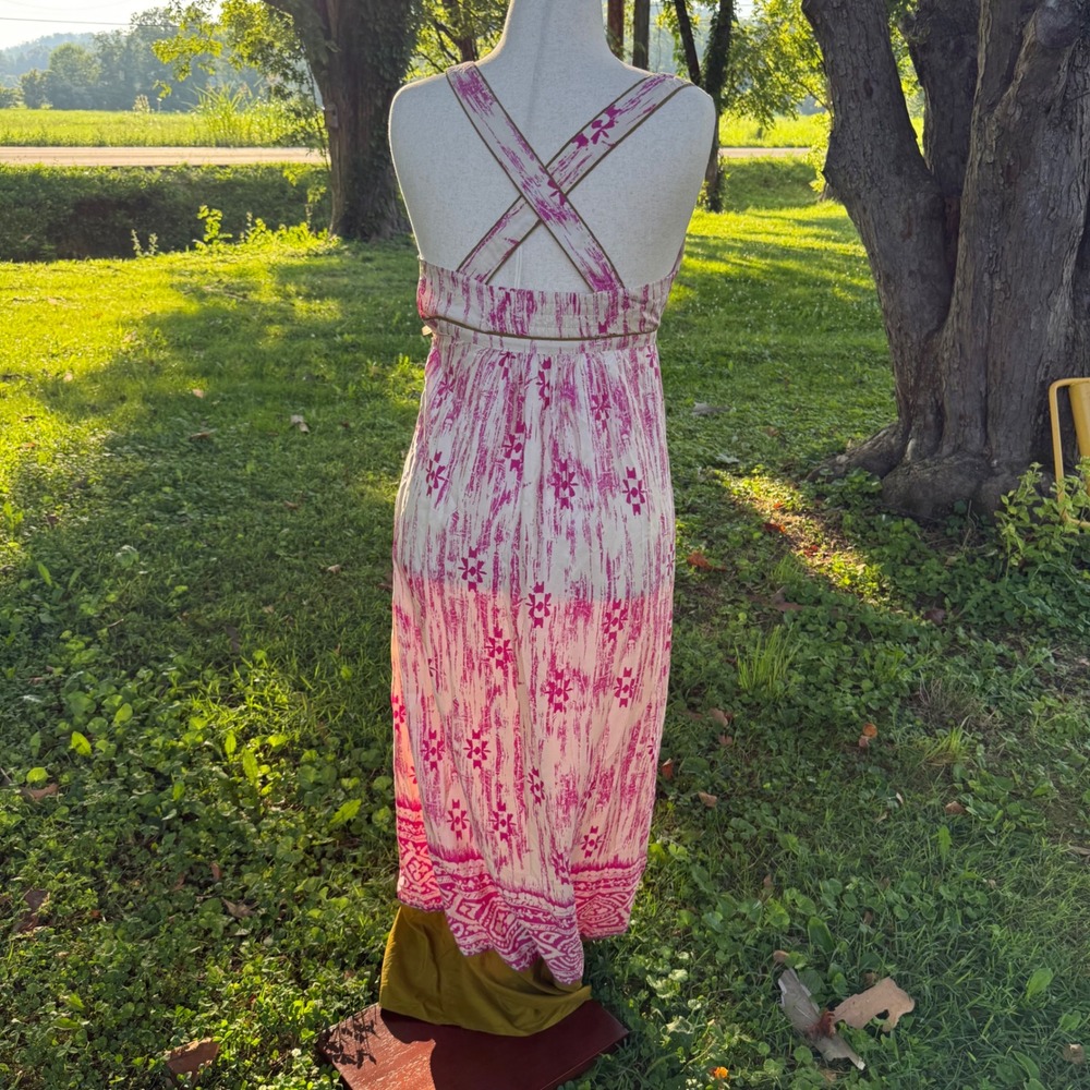 Ann Taylor LOFT 100% Silk Maxi Dress NWOT Criss Cross Back 8 Elegant Coquette - Picture 3 of 6